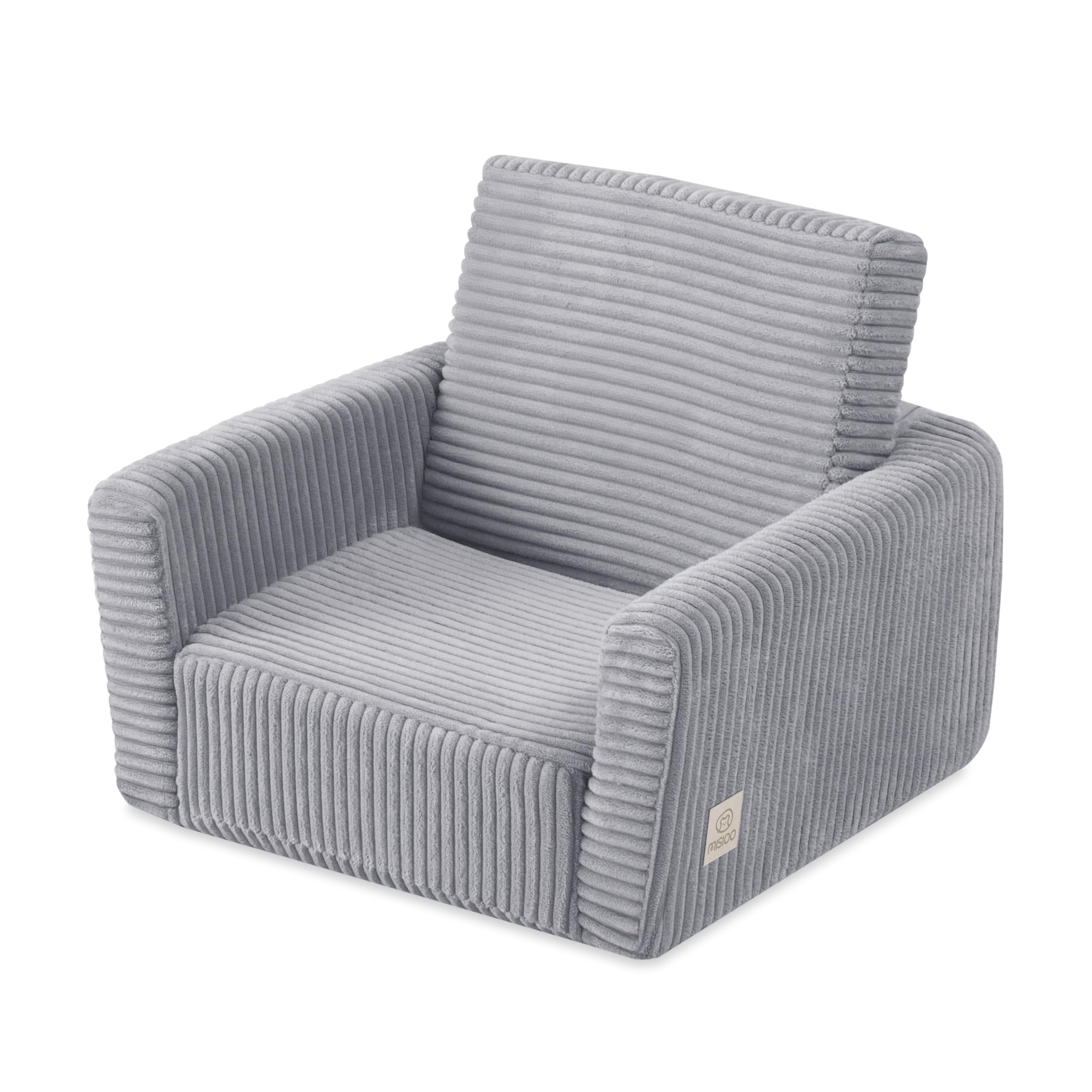 MISIOO Kindersessel CUBIE aus Cord, ausklappbarer Kinder Sessel und Baby Sofa, weicher Sessel für Kinderzimmer, klappbar zum Liegen, Kleiner Babysessel für Kleinkinder