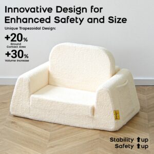 BanaSuper Kindersofa Ausklappbar, Kinder Faltsofa 2-in-1 mit Schlaffunktion, Spielsofa für Kinderzimmer & Reise, EN71 Geprüft Kindersessel, Geschenk für Jungen Mädchen (Beige) - Image 4