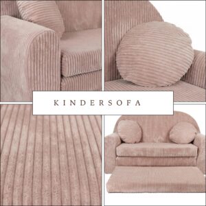 FORTISLINE Kindersofa XXL ausklappbar 96x57x48 cm - Kindercouch aus Cord mit Liegefläche 165 cm, Kinderzimmer Sofa mit 2 Kissen, Abnehmbarer waschbarer Bezug, Oeko-TEX Standard 100 - Image 4