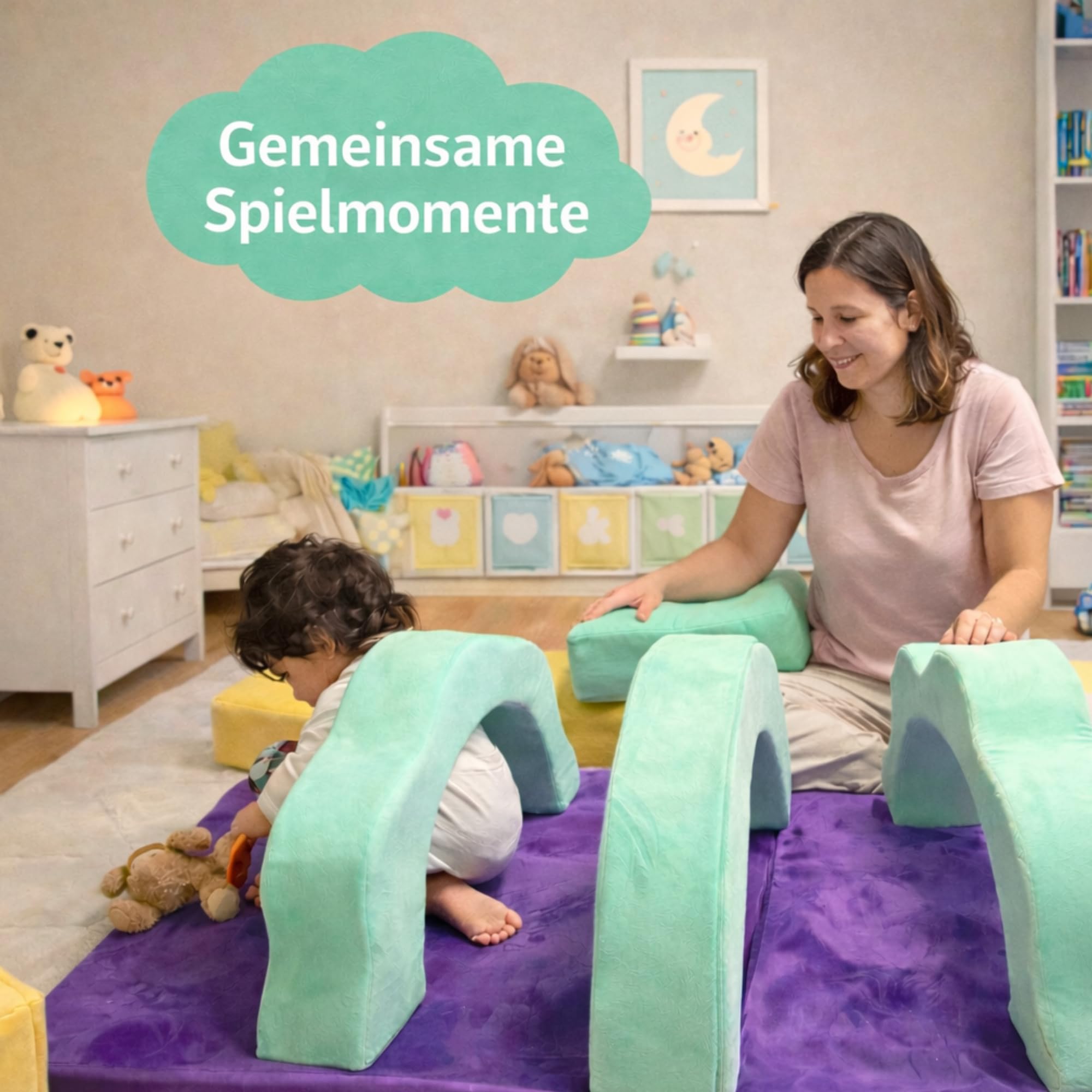 Klein Brn 11-teiliges modulares Kindersofa aus Samt für Kinder - Spielsofa I Bodensofa & Schlafsessel ab 1 Jahr (Regenbogen) - Image 2
