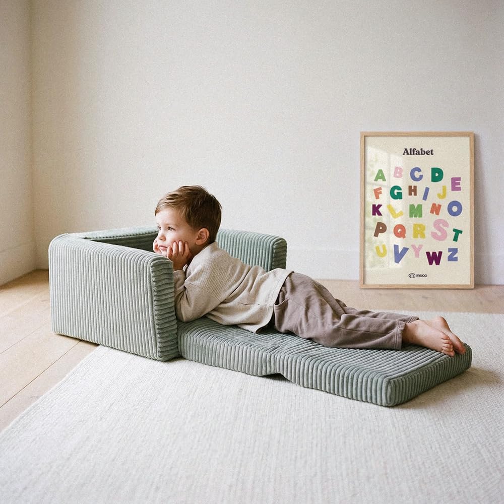 MISIOO Kindersessel CUBIE aus Cord, ausklappbarer Kinder Sessel und Baby Sofa, weicher Sessel für Kinderzimmer, klappbar zum Liegen, Kleiner Babysessel für Kleinkinder - Image 2