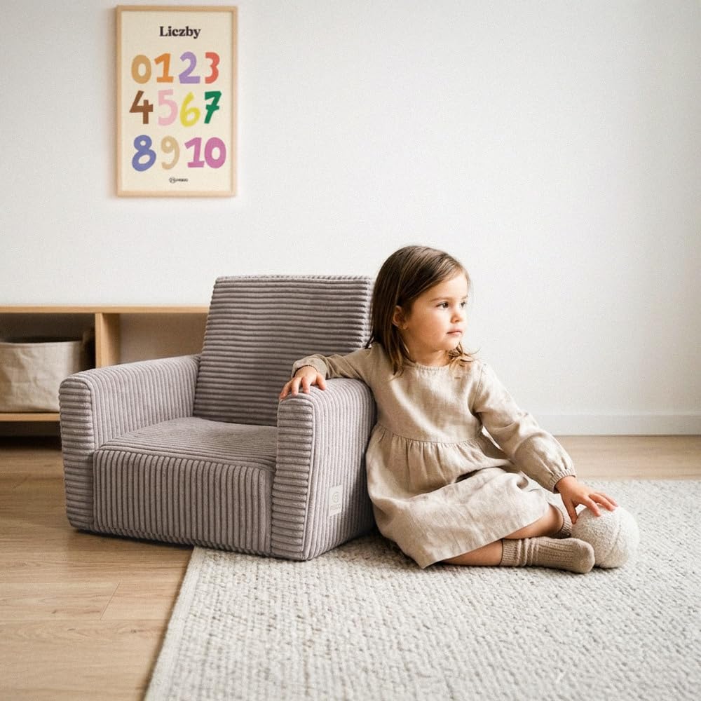 MISIOO Kindersessel CUBIE aus Cord, ausklappbarer Kinder Sessel und Baby Sofa, weicher Sessel für Kinderzimmer, klappbar zum Liegen, Kleiner Babysessel für Kleinkinder - Image 3